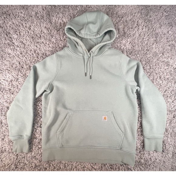 Carhartt Tops - Carhartt Hoodie Womens Medium Mint Green Relaxed Fit Midweight Logo‎ Sweater